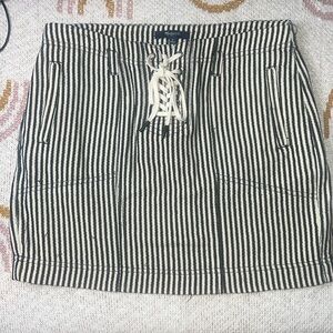 Madewell Womens Beige Black Ticking Stripe Lace Up Skirt Size 2 Mini